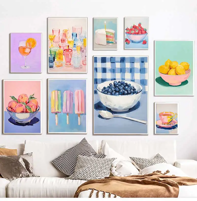 Colorful Summer Popsicle Poster Still Life Dining Room Breakfast Food Prints Canvas Painting Wall Art Picture Home Kitchen Decor