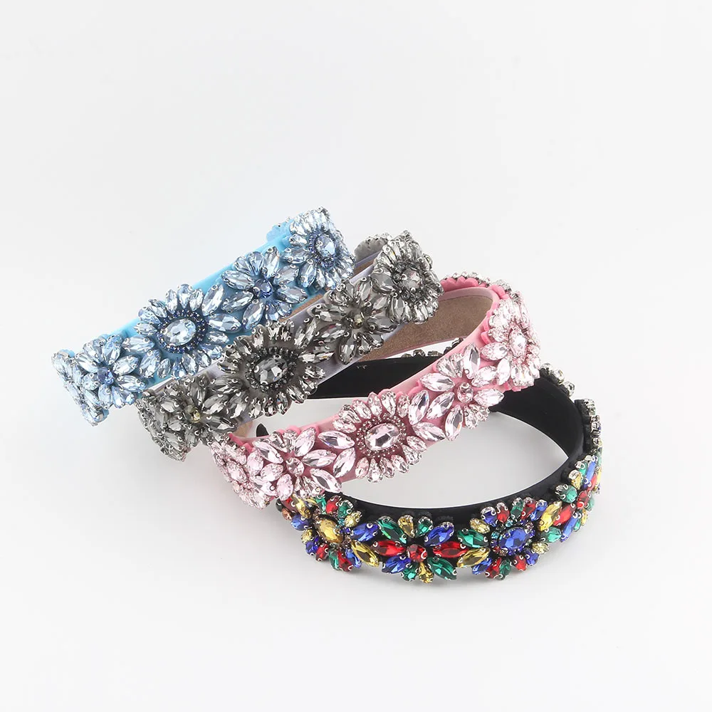 Retro court style heavy industry rhinestone headband femininity elegant super flash wide edge trendy hair accessories women