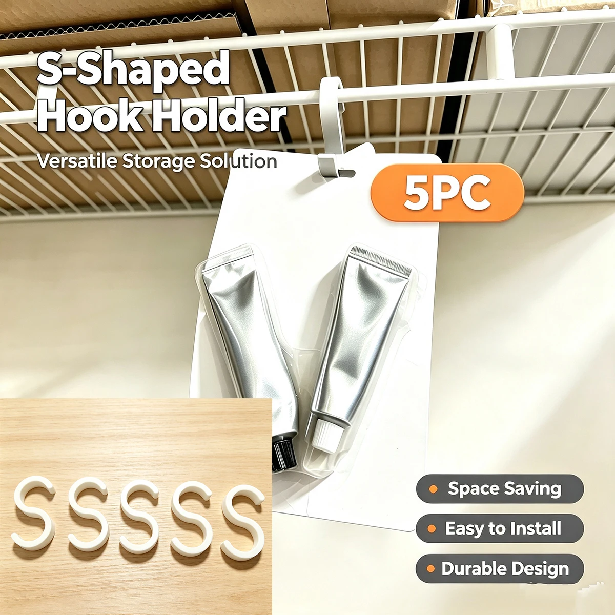 Drawer Dresser White - White 5Pc S-Shaped Hooks, Special Hanging