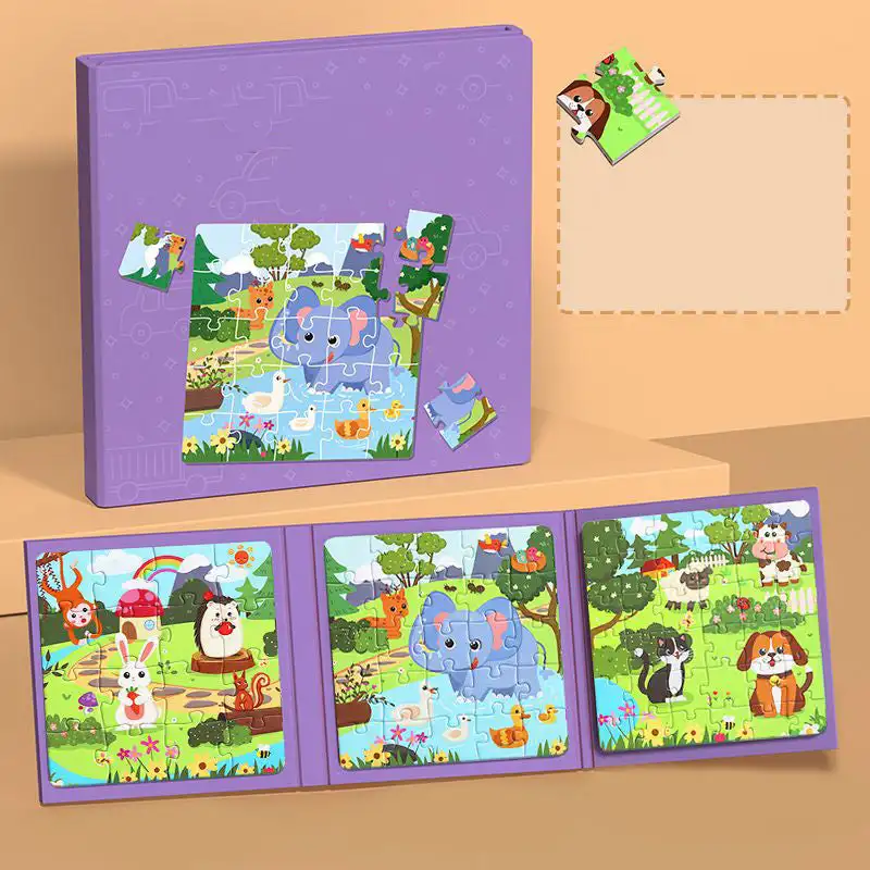 

Усовершенствованная складная магнитная головоломка, детская развивающая игрушечная книга, познание движения животных для детского сада, раннего образования