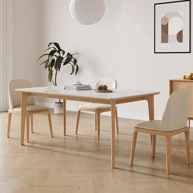 #Luxury Modern Eco-Friendly Durable 4-6 Seater Dining Table Chair Set Rectangular Solid Wood CNC Precision Design By Lumio