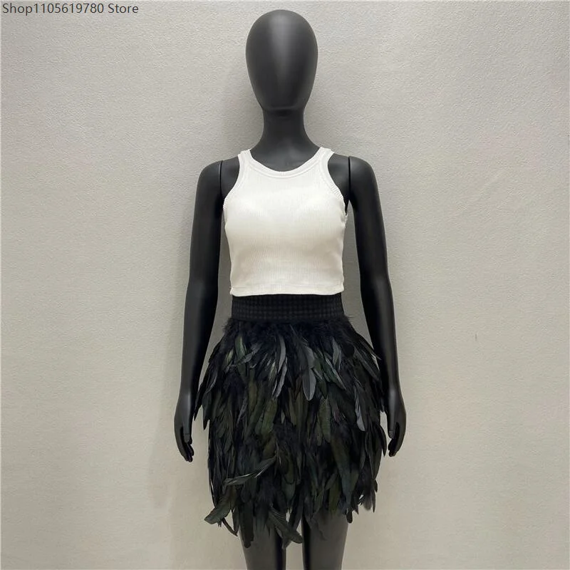 Feather Goth Skirts for Women Summer Mini Skirt Y2k Streetwear Dresses for Prom Clothes Women's Halloween Woman Clothing 2026