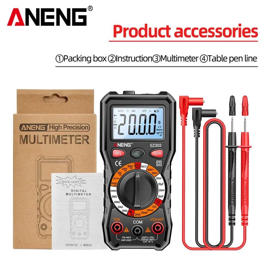 Picture 7: ANENG SZ301/SZ302 Digital Multimeter Professional LCD Auto AC/DC Votage Tester Diode Tester Current Professional Detector Tool