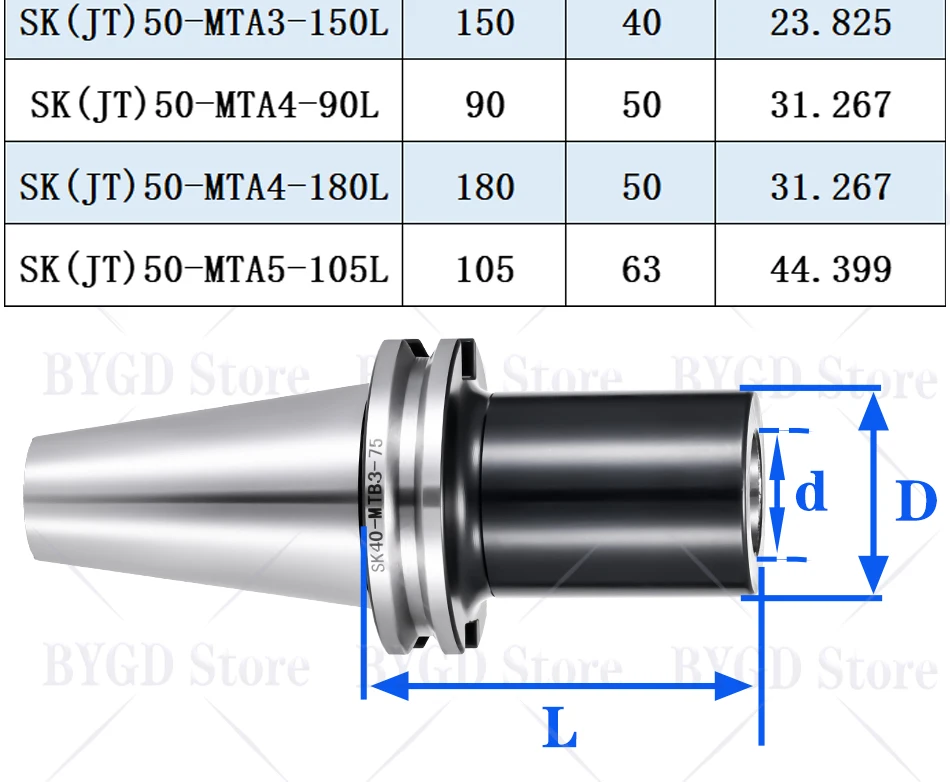 BYGD sk40 JT40 MT DIN69871 SK40 Werkzeughalter MTA MTB MT2 MT3 MT4 MTB2 MTB3 MTB4 MTA2 MTA3 MTA4 SK Werkzeughalterhalterung Werkzeugspannzange – Detail 3