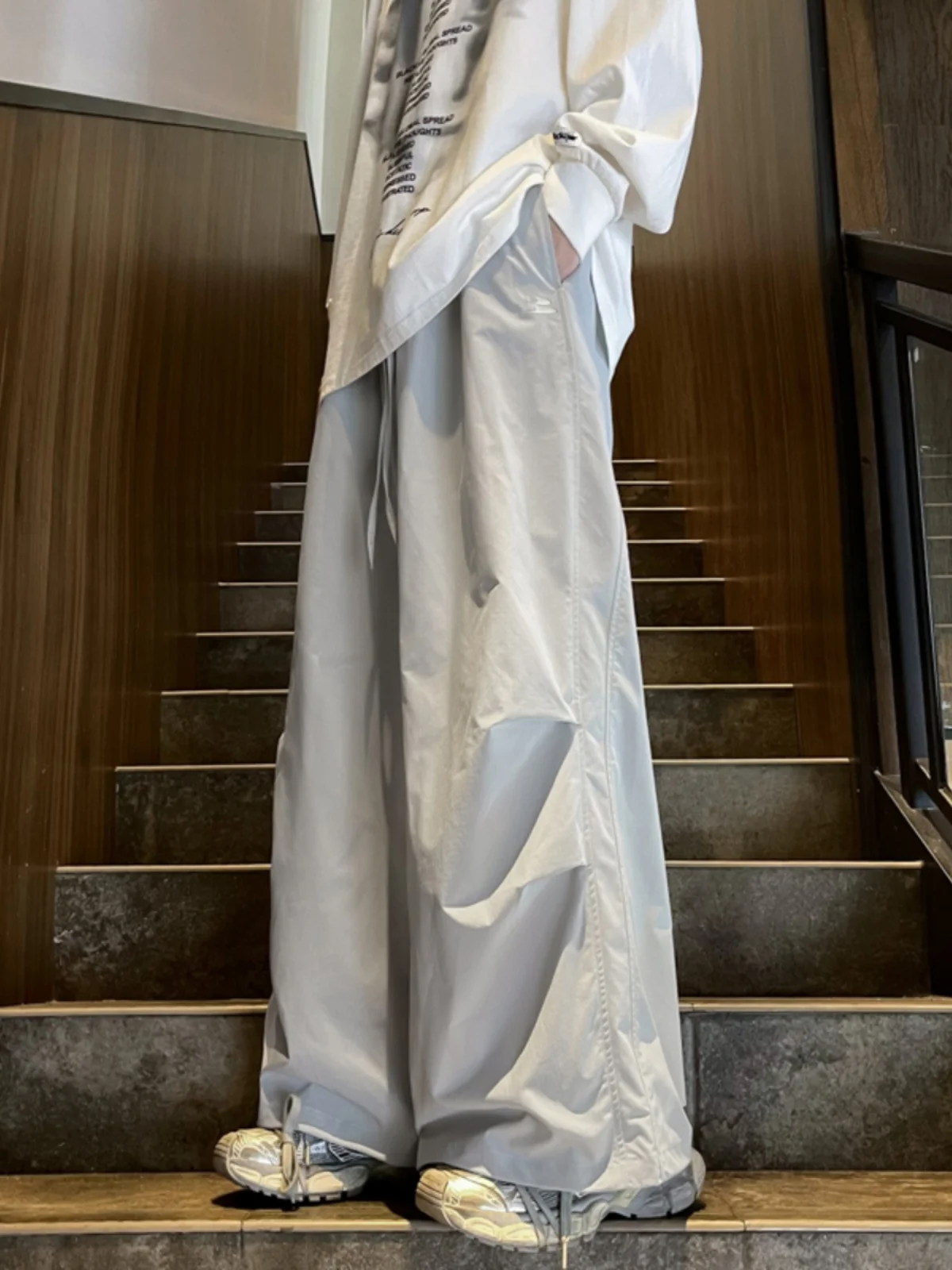 

Qui Dry Cargo Pants Men's Loose Fit Dstring Trousers Youthful Sle Casual Long Pants Autumn Season Faion Trend