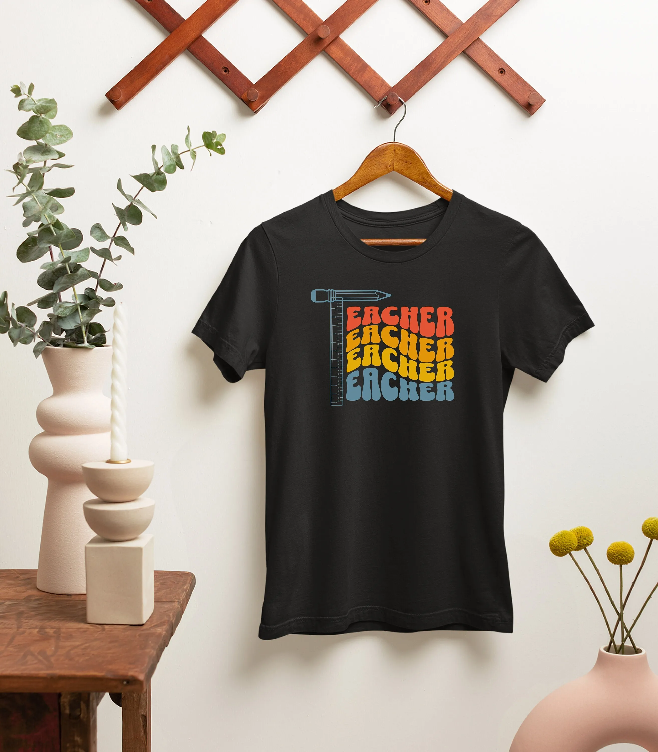 

Groovy Teacher Appreciation T Shirt Comfort Colors TShirt with Ruler Pencil Design Perfect Educator Gift Back to School Tee