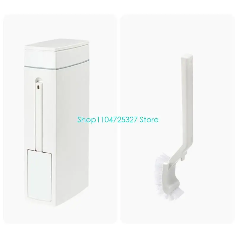 D8KF Bathroom Trash Can with Toilet Brush Holder Press-type Plastic Garbage Can