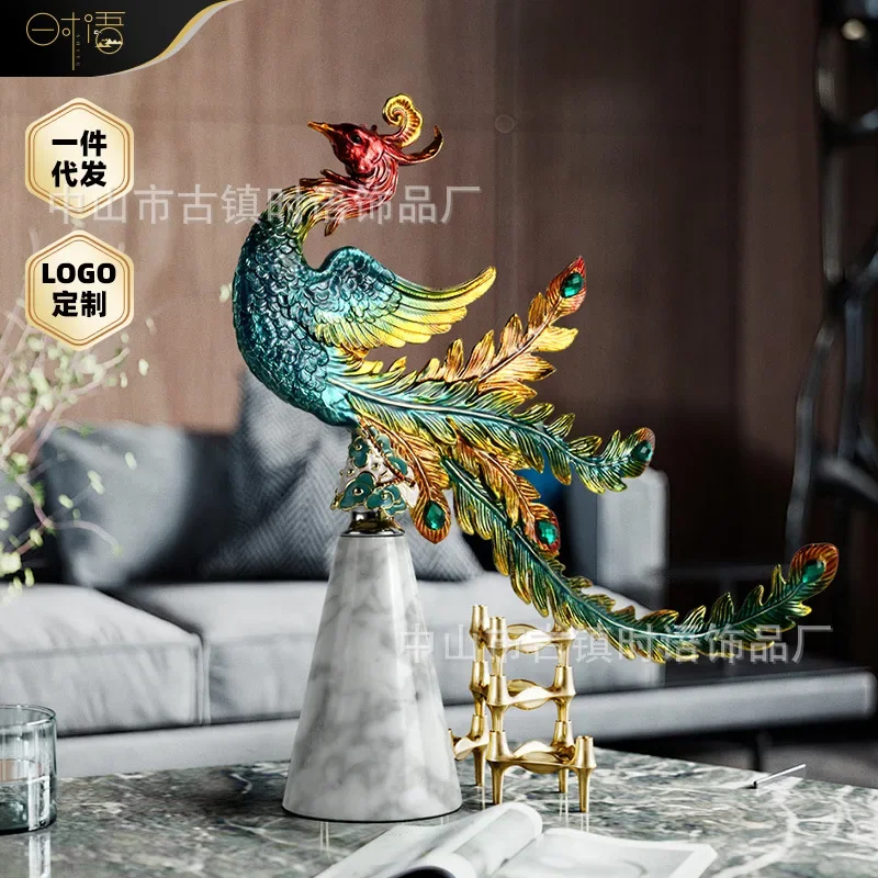 New Chinese dragon and phoenix ornaments, a pair of TV cabinets, wine cabinets on both sides, entrance study, modern decoration,