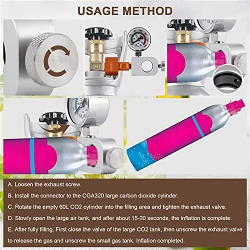 AA83 CO2 Refilling Adapter with 3500Psi Pressure Gauge, Soda Terra Co2 Refill Adapter for Filling Soda,Art Pink Soda Cylinder