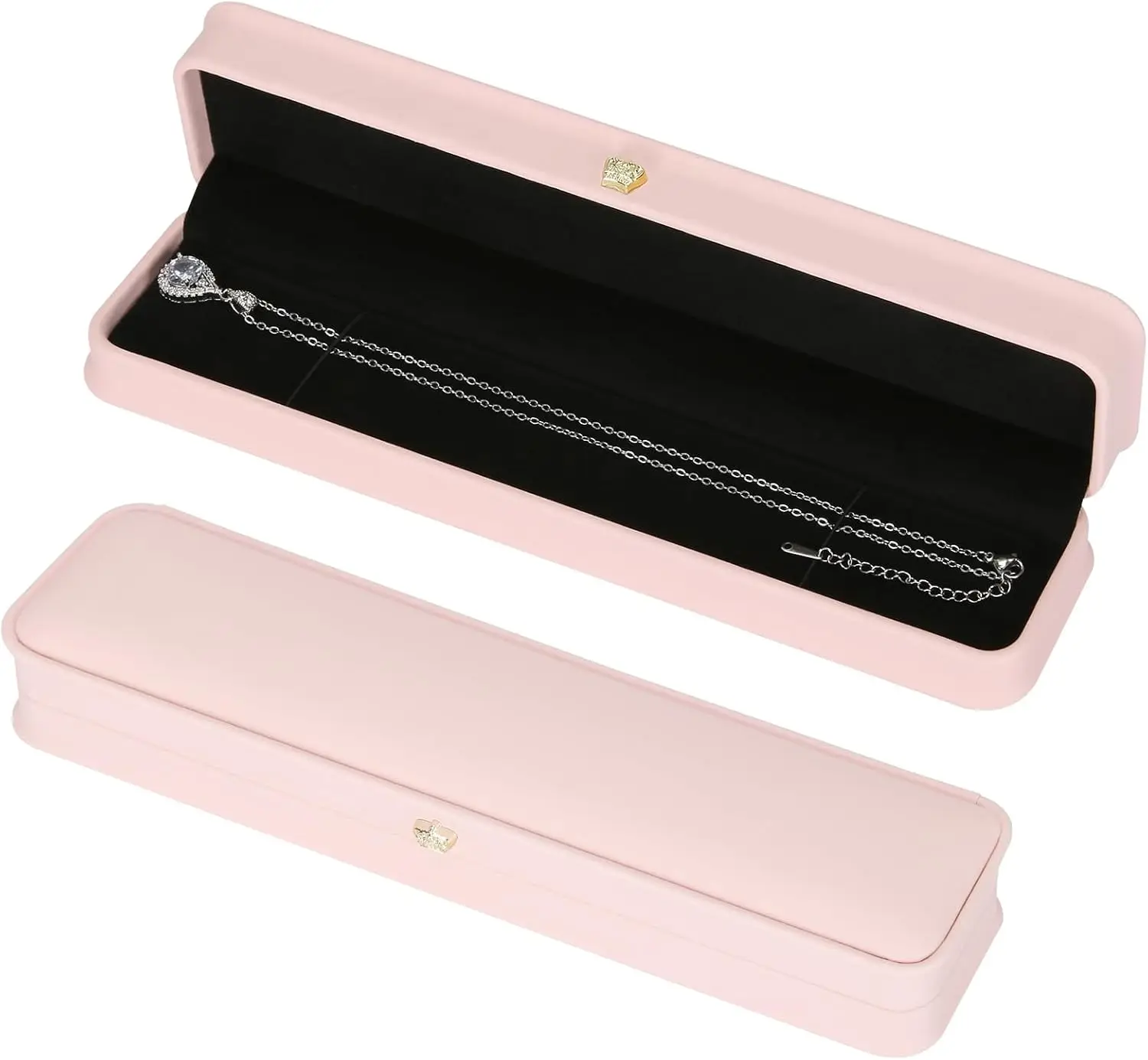 

Подарочная коробка для 2-х подвесок на цепочке, футляр для ювелирных украшений из искусственной кожи для женщин на свадьбу, день рождения, годовщину, церемонию