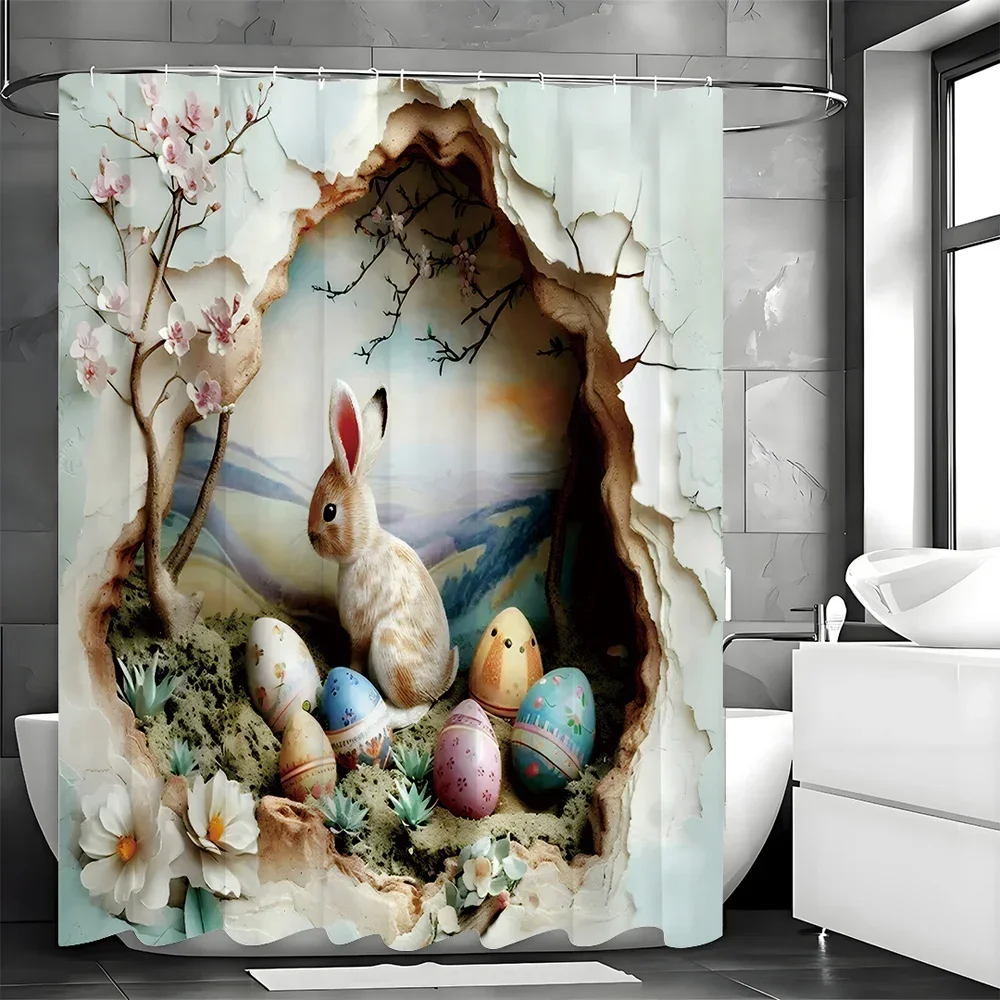 ستارة دش أرنب عيد الفصح اللطيفة، ستارة دش مزخرفة على شكل بيض لدغ الأزهار اللطيفة، ستارة دش مقاومة للماء مع هو