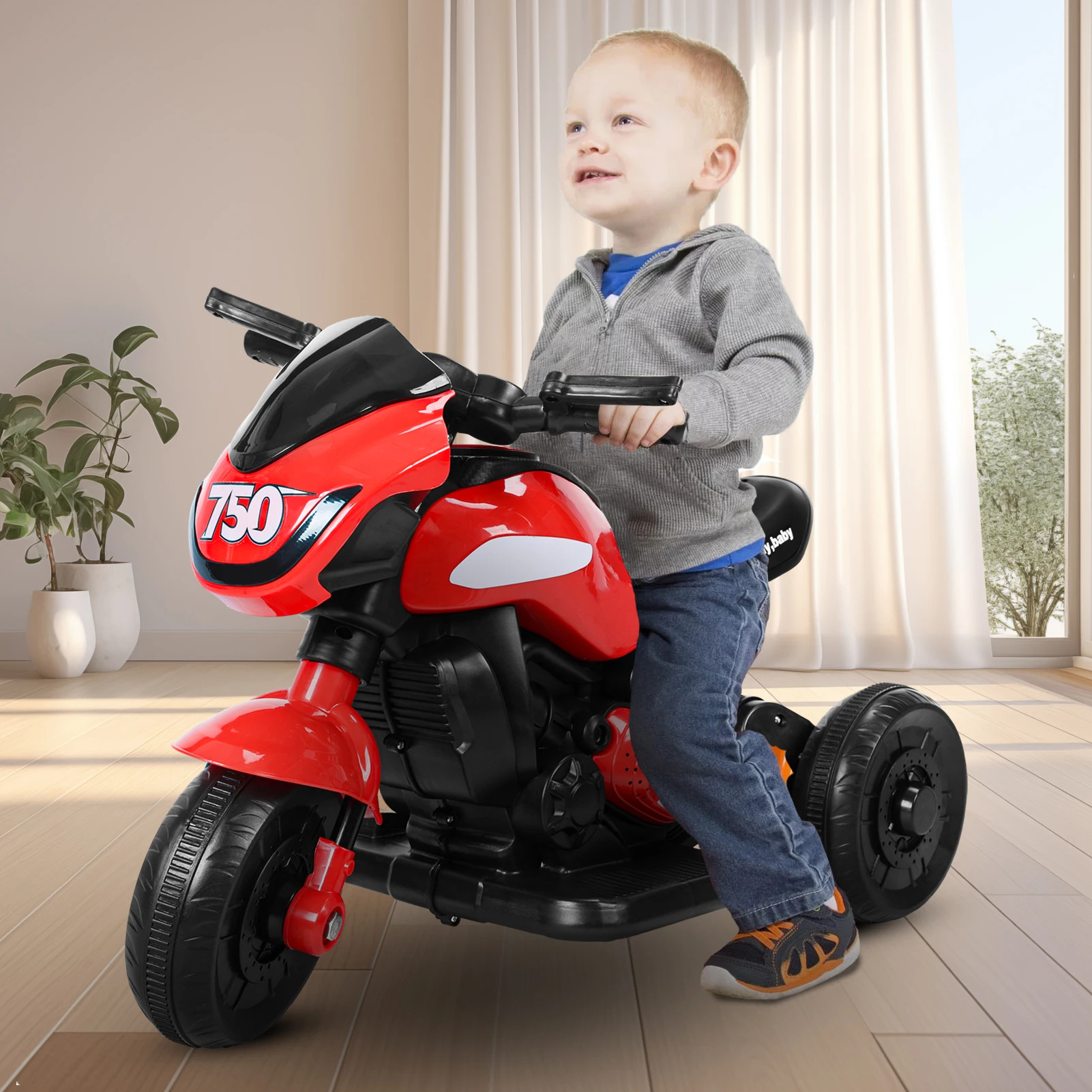 Elektrisches Dreirad für Kinder, Kinder-Motorrad-Auto-Spielzeug, batteriebetriebenes 3-Rad-Motorrad für Kinder von 1–6 Jahren