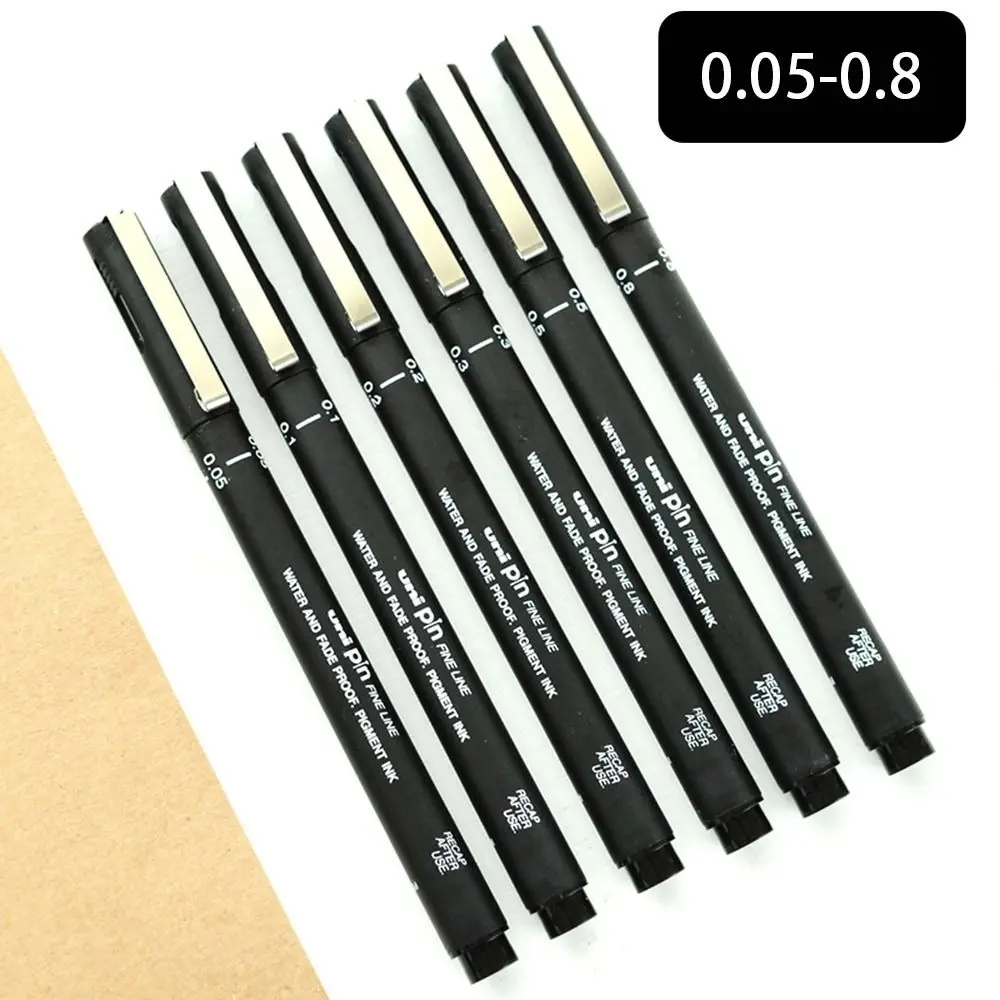 6Pcs/lot Ultra Fine Line Pin Drawing Pen Black Ink Pigment Fineliner 005 01 02 03 05 08 Micron Office School Set Art Marker