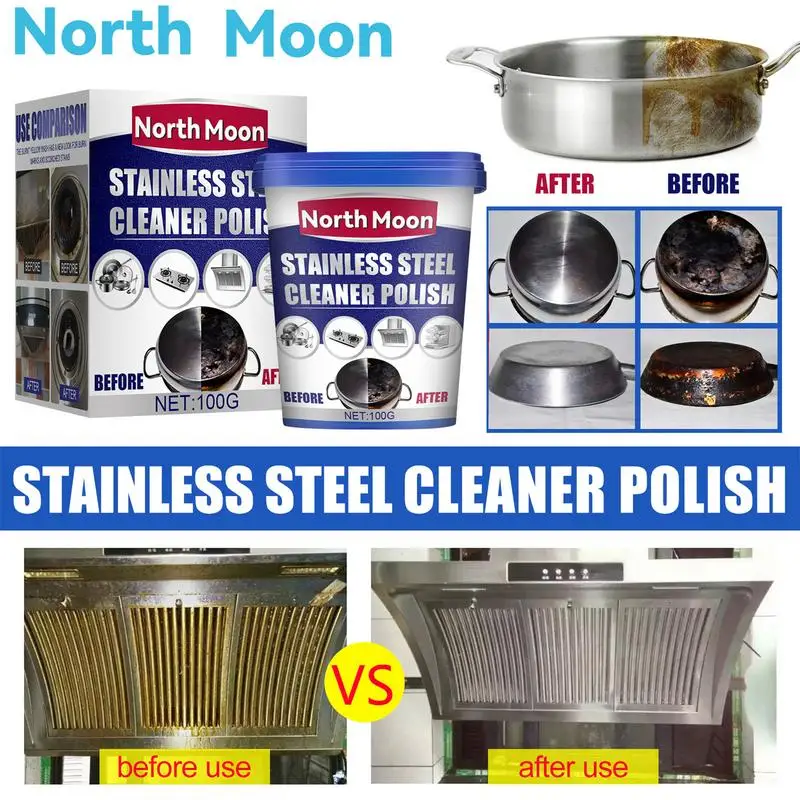 Metal Polish Paste Stainless Steel Cleaner For Appliances Stainless Steel Scratches Remover Polishing Cream For Aluminum Chrome