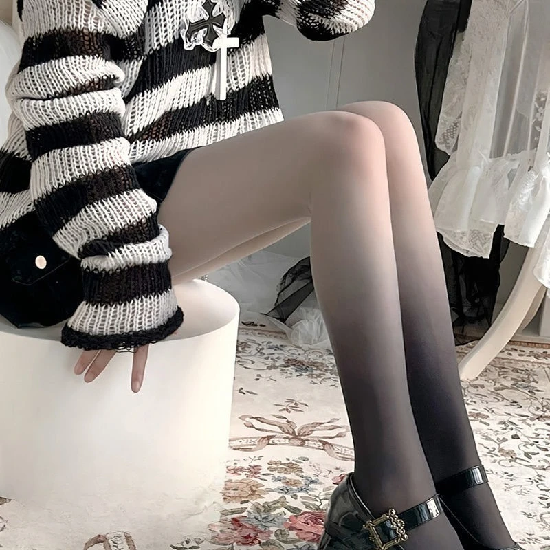 

Gradient Colored Stockings for Women Seductive and Sexy Black Stockings Pure Desire White Stockings Summer Ultra-thin Anti Hook