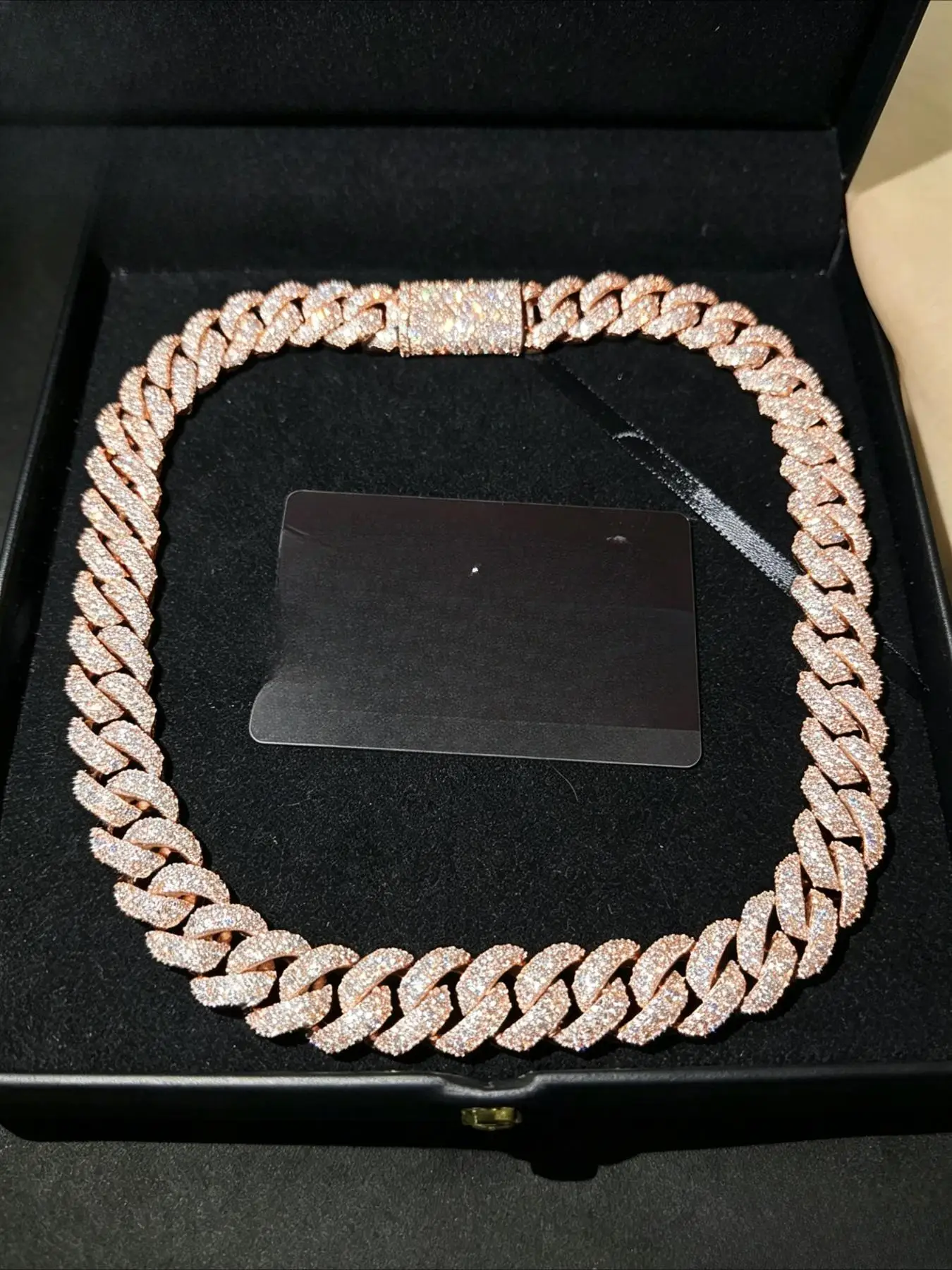 Iced Rose Gold Bubble Rapper Necklace, Hip Hop Luxury 22mm Hip Hop Cuban Chain, Glory Hip Hop Iced High Glam Jewelry