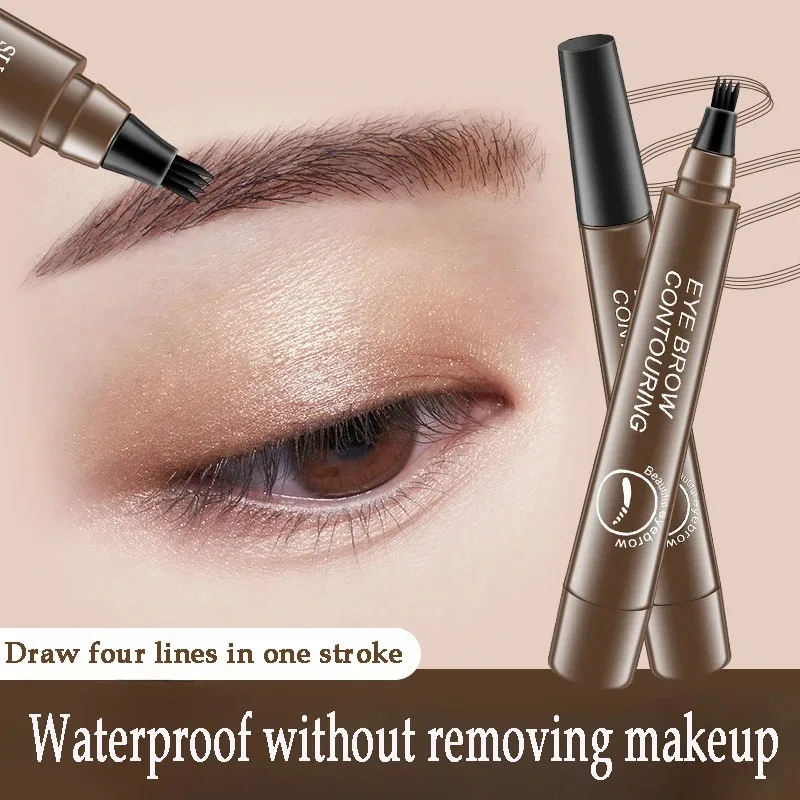 Profesional 4-Fork Eyebrow Pencil Make-up for Women Non-Fading Black Dark Brown Liquid Alta Calidad for Eyebrow Brow Liner