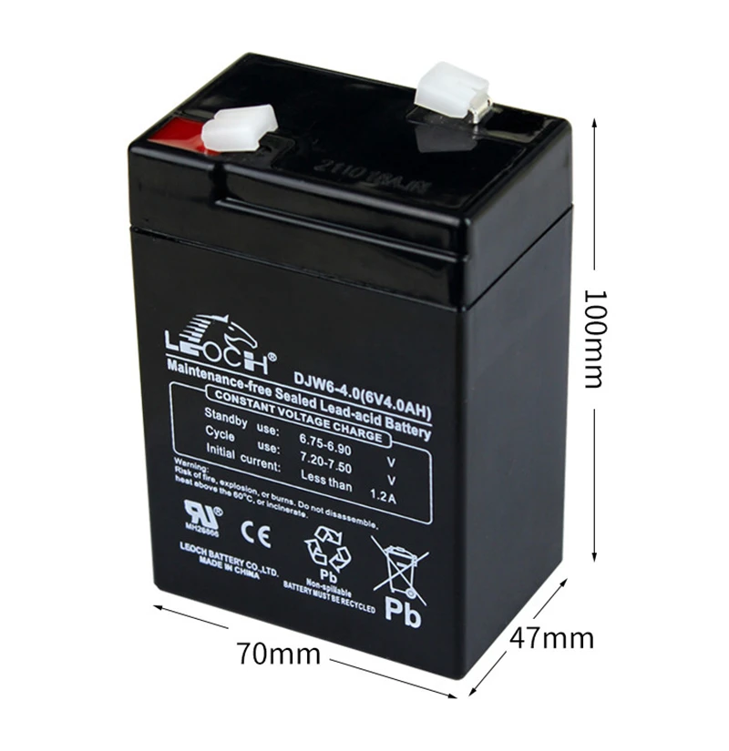 DJW6-4.0 6V 4AH Storage Battery Maintenance Free For Electric Tools