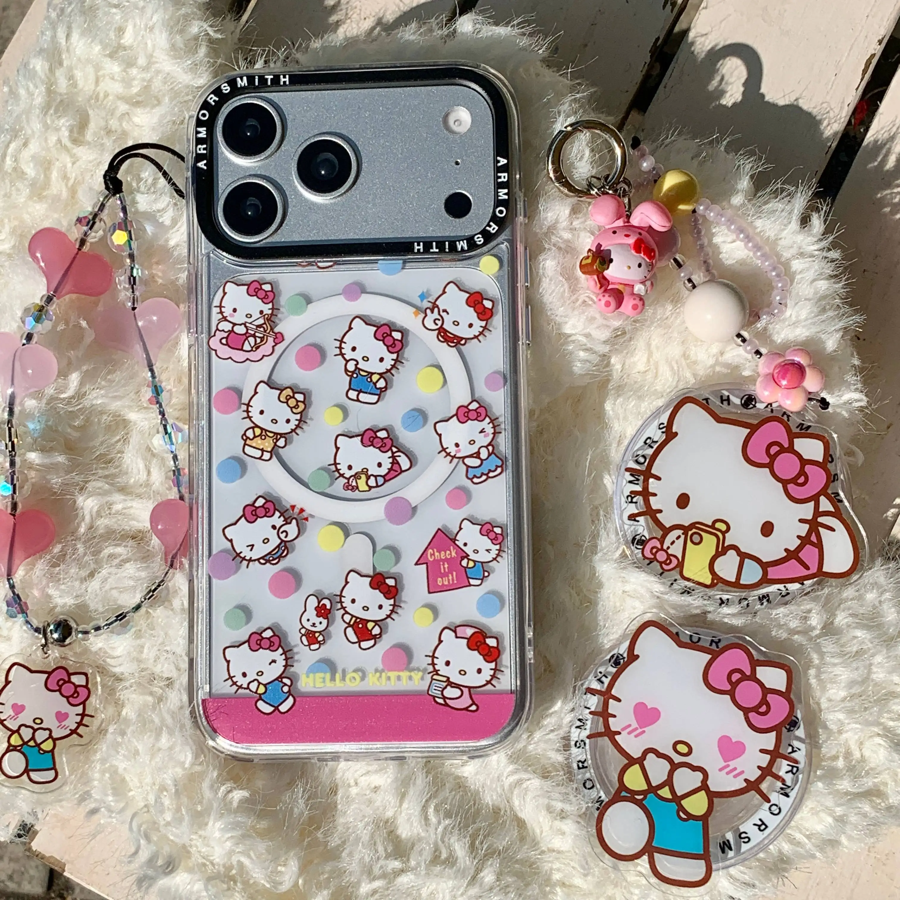 

Милый и практичный магнитный держатель для телефона Hello Kitty для девочек, совместимый с iPhone и Samsung, а также магнитный чехол-подставка для мобильного телефона с функцией Airbag.