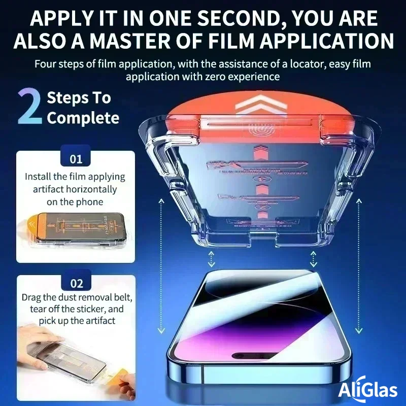 2pcs HD Tempered Glass Screen Protectors for iPhone 17 16 Pro Max 15 14 11 12 13 mini XR XS Scratch-Proof Dust-Free Installation