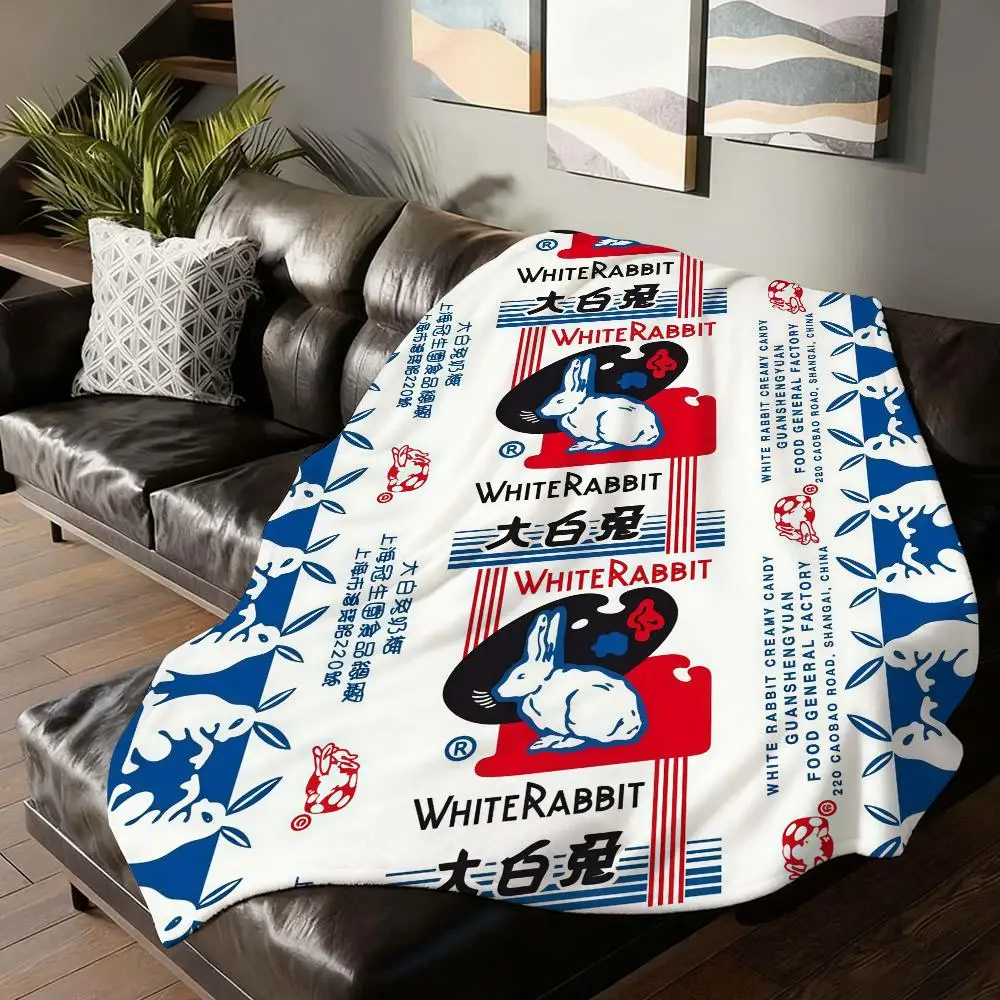 Candy White Rabbit Creamy Cand Blanket For Sofa Office Bed Plane Travel Sleep Read Relax Camping Soft And Warm