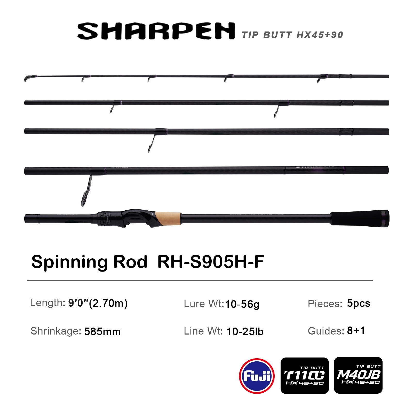 PURELURE SHARPEN Soft Lure Long Spinning and Casting XF/MF Action Rods FUJI Components Bass Pike Rod Angelrute Spinnrolle