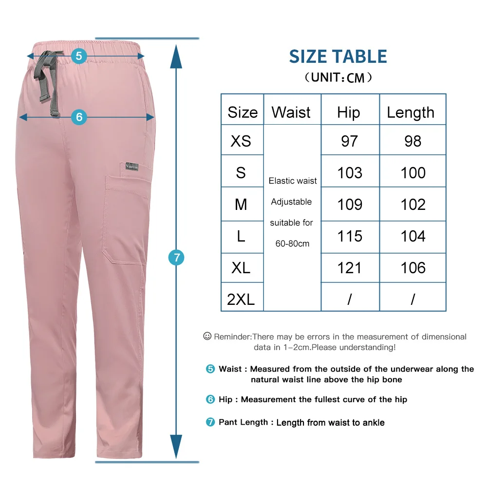 Moda Scrub pantaloni estate traspirante tinta unita pantaloni da lavoro medico infermiera uniforme pantaloni cura dentale Scrub pantaloni uniforme da infermiera