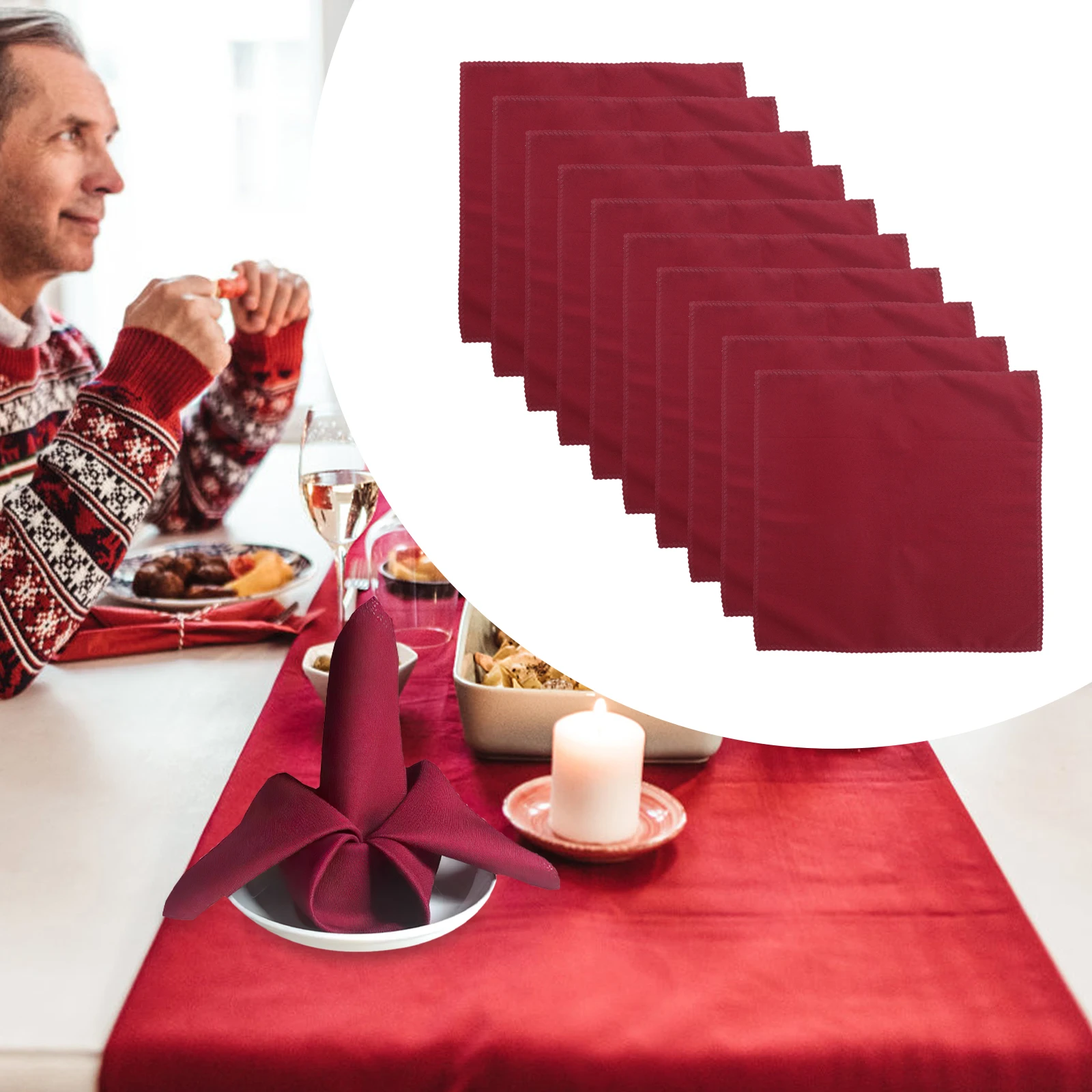 

10 Pcs Dark Red Cloth Napkins Restaurant Hotel Bar Cocktail Dinner Dark Red Dinner Napkins Banquet Tablecloth