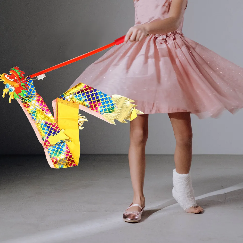 

Glowing Dragon Ribbon 1m Colorful Silky 3D Shaking Streamer Fitness Dance Performing Prop Kids Use Dragon Streamer
