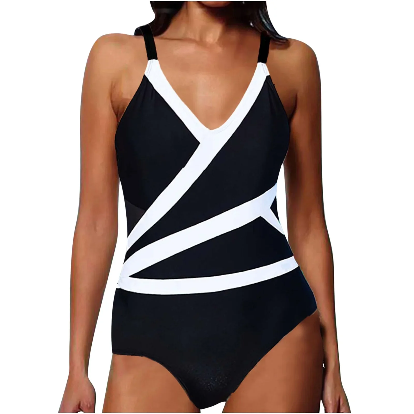 เซ็กซี่ Splicing ลาย Halter บิกินี่ผู้หญิงเอวสูงใหม่ One-piece ชุดว่ายน้ําชายหาดฤดูร้อนวันหยุดบิกินี่ชุดว่ายน้ํา