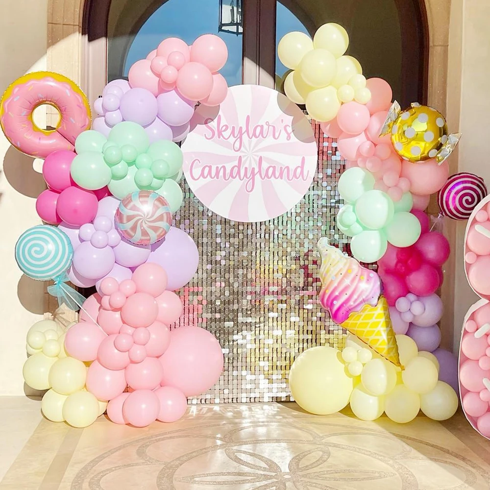 8pcs Donut Ice Cream Star Balloon Paper Confetti Balloon Set for Baby Shower Girl\'s Donut Happy Birthday Party Decorations