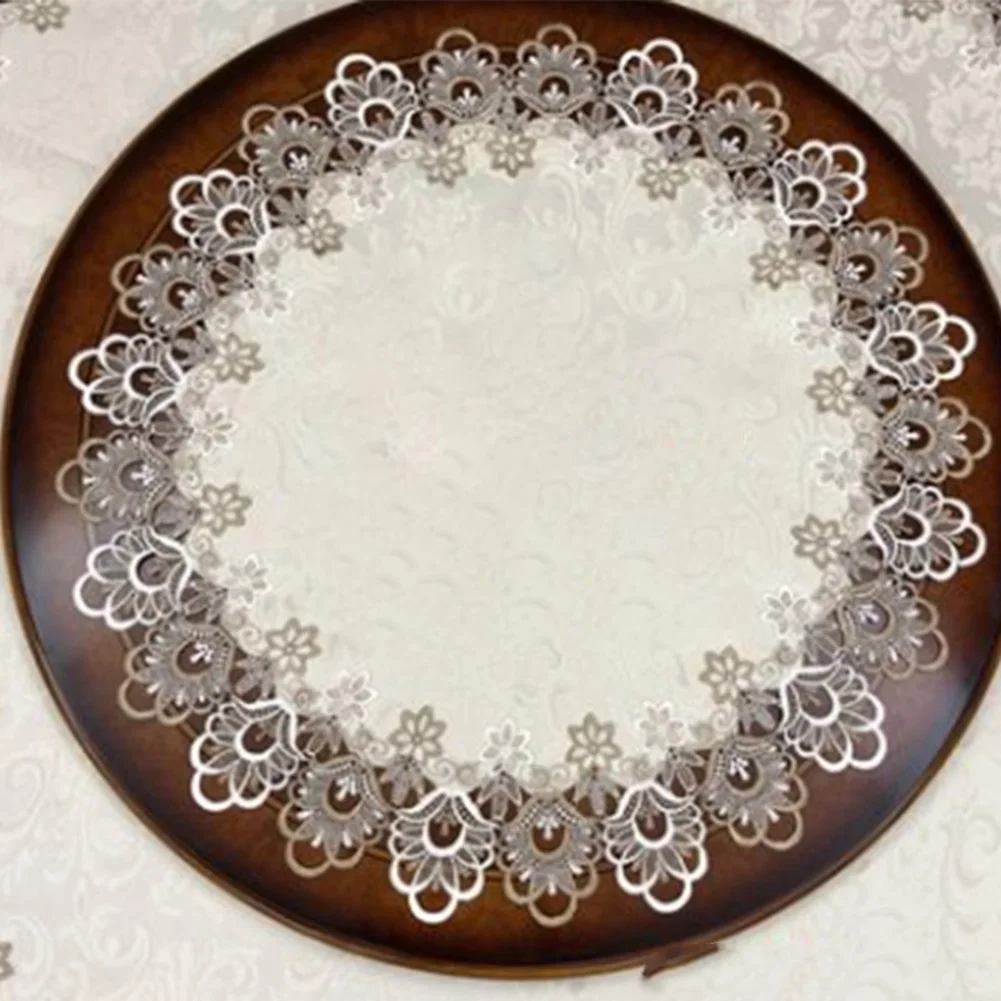 Polyester Round Table Cover Featuring Lace and Floral Details for Tables 60CM 70CM 80CM 85CM 100CM 120CM 150CM Easy Clean