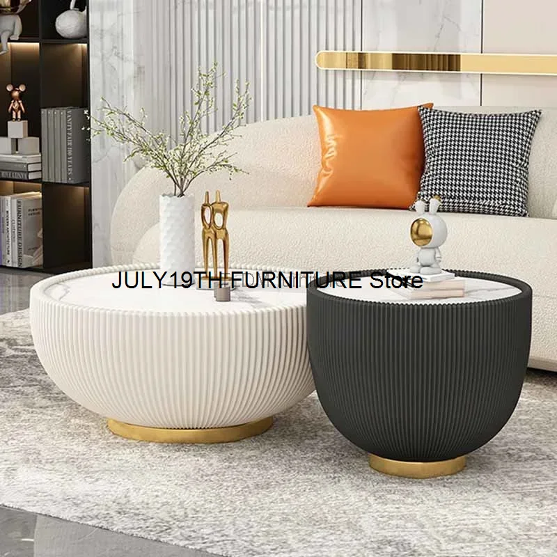 

Minimalist Round Coffee Tables Living Room Luxury Premium Unique Coffee Tables Marble Effect Modern Mesa Auxiliar Home Furniture