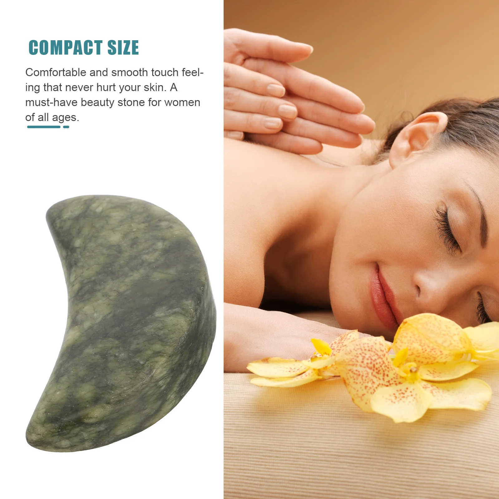 

Compact Olive Jade Massage Stone Small Natural Thumb Relaxing Stone Portable Finger Scraping Plate for Blood Flow Improvement