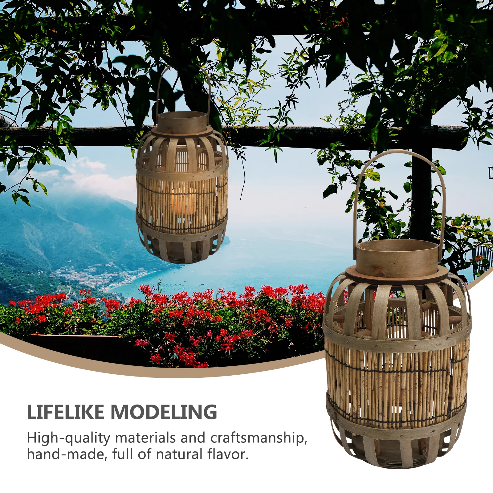 

1pc Rattan Lantern Straw Woven Small Decorative Coffee Housewarming Retro Wooden High Quality Safe Environmental