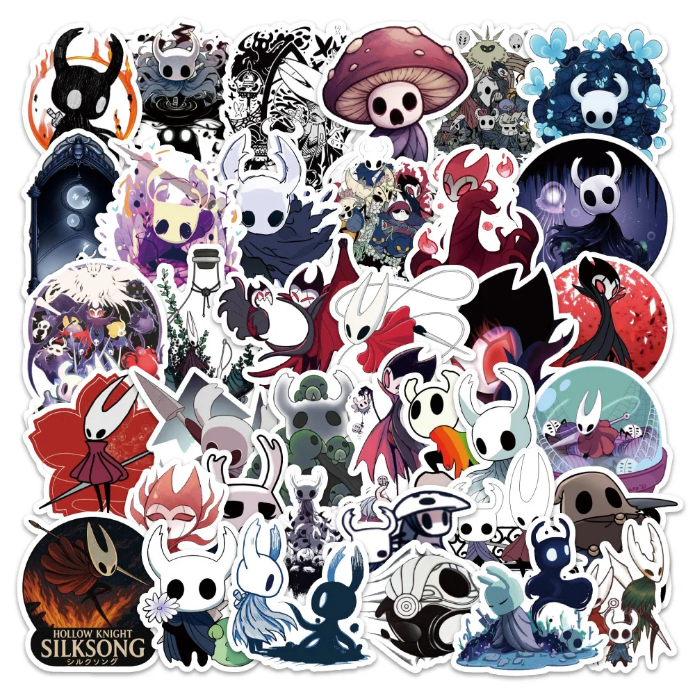 

54PCS Game Hollow Knight Sticker Cartoon Cute Graffiti Waterproof Decal Toys for Pencil Box Scooter Refrigerator Guitar Bicycle