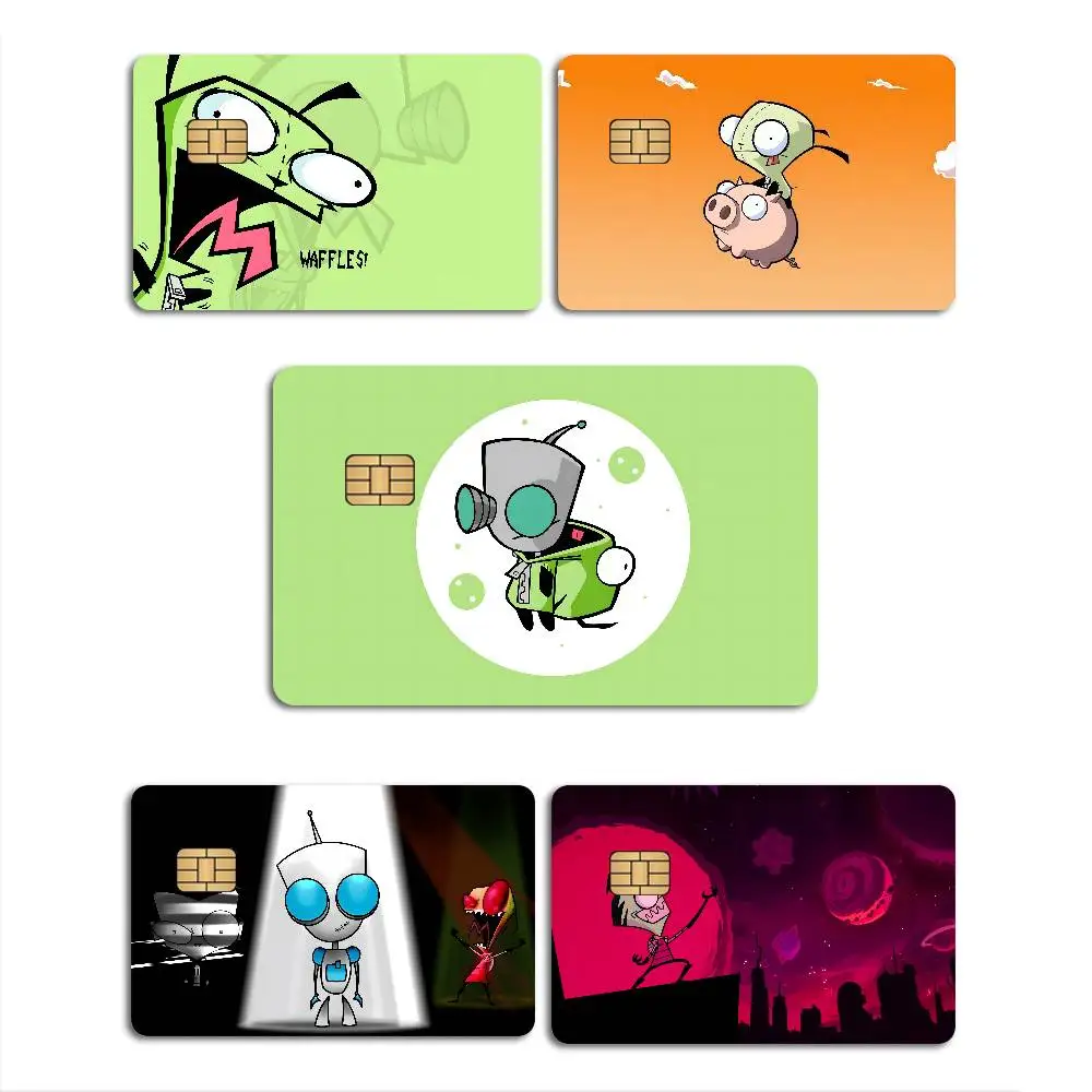 Bizarre FUN I-Invader Zim Anime Young Creidt Card Debit Card Sticker Film Case Front Tape for Small Big Chip No Chip