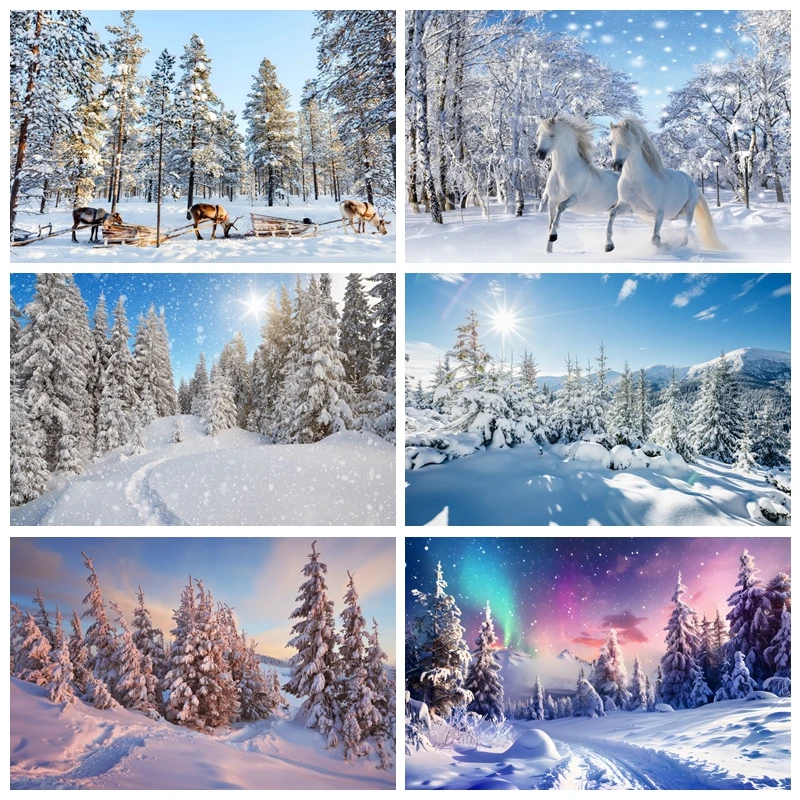 Winter Nature Landscape Photography Backdrops Snowy Scene Tree Portrait Photographic Christmas Party Background Studio Shoots