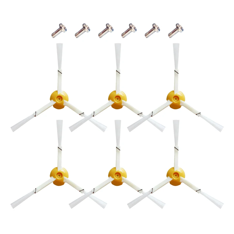 Juego de 6 cepillos laterales y 6 tornillos de piezas para iRobot Roomba, piezas de aspiradora, 800, 900, 860, 870, 880, 890, 960, 980, 990