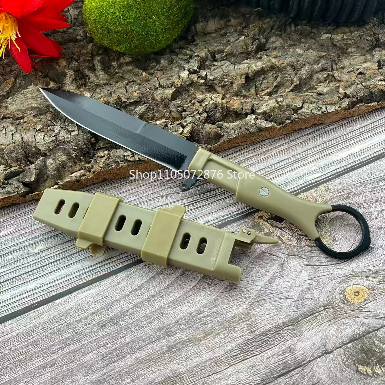 High Hardness Reinforced Nylon Handle 8Cr13Mov Fixed Blade Portable Knife, Outdoor Camping Jungle Adventure Self-defense Knife