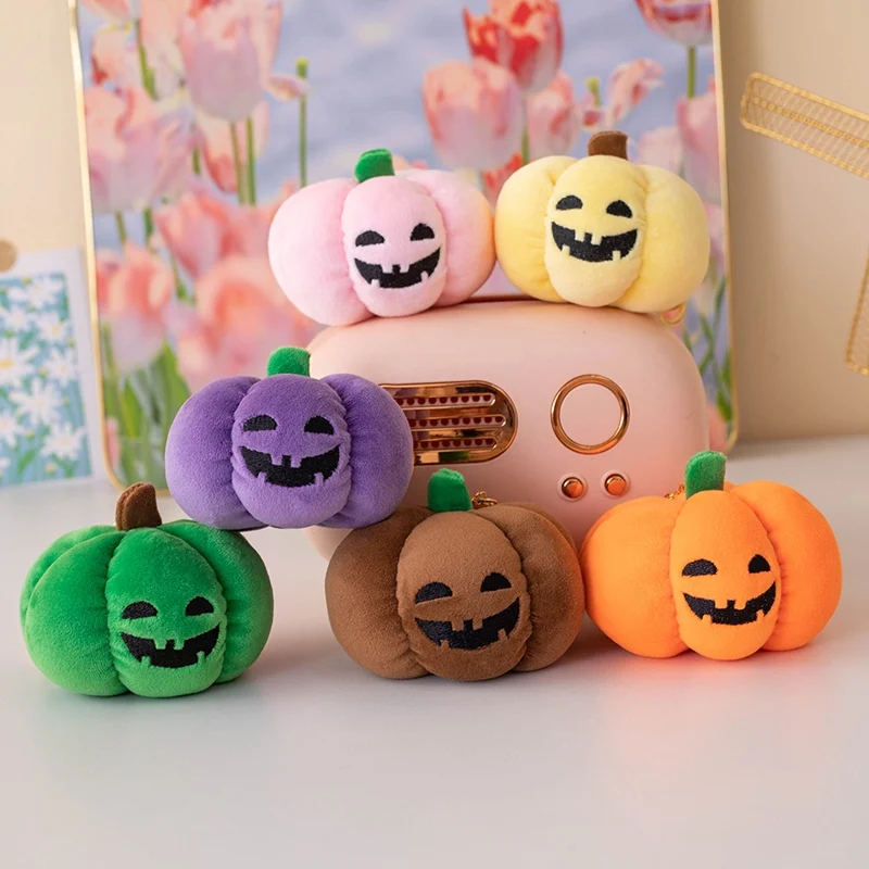 New 1Pc 10CM Colorful Christmas Pumpkin Plush Toys Funny Night Light Pumpkin Pendant Dolls Cute Xmas Gift Halloween Decor