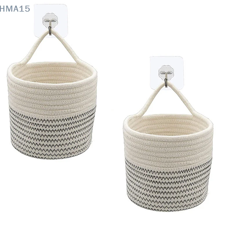 

Cotton Rope Basket - Fern Plant Wall Hanging Basket, Cotton Rope Basket, Key Storage Basket, White