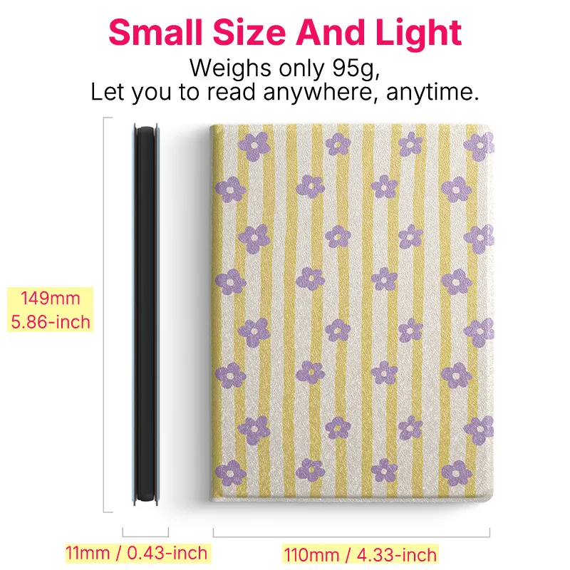 Etui Magnetyczne Murmelo do Boox Go6 Gen2 Poke7 Poke6 Poke5 Bezramkowe z Funkcją Automatycznego Usypiania i Wybudzania, Wzór Świeżych Kwiatów — zdjęcie produktu 6