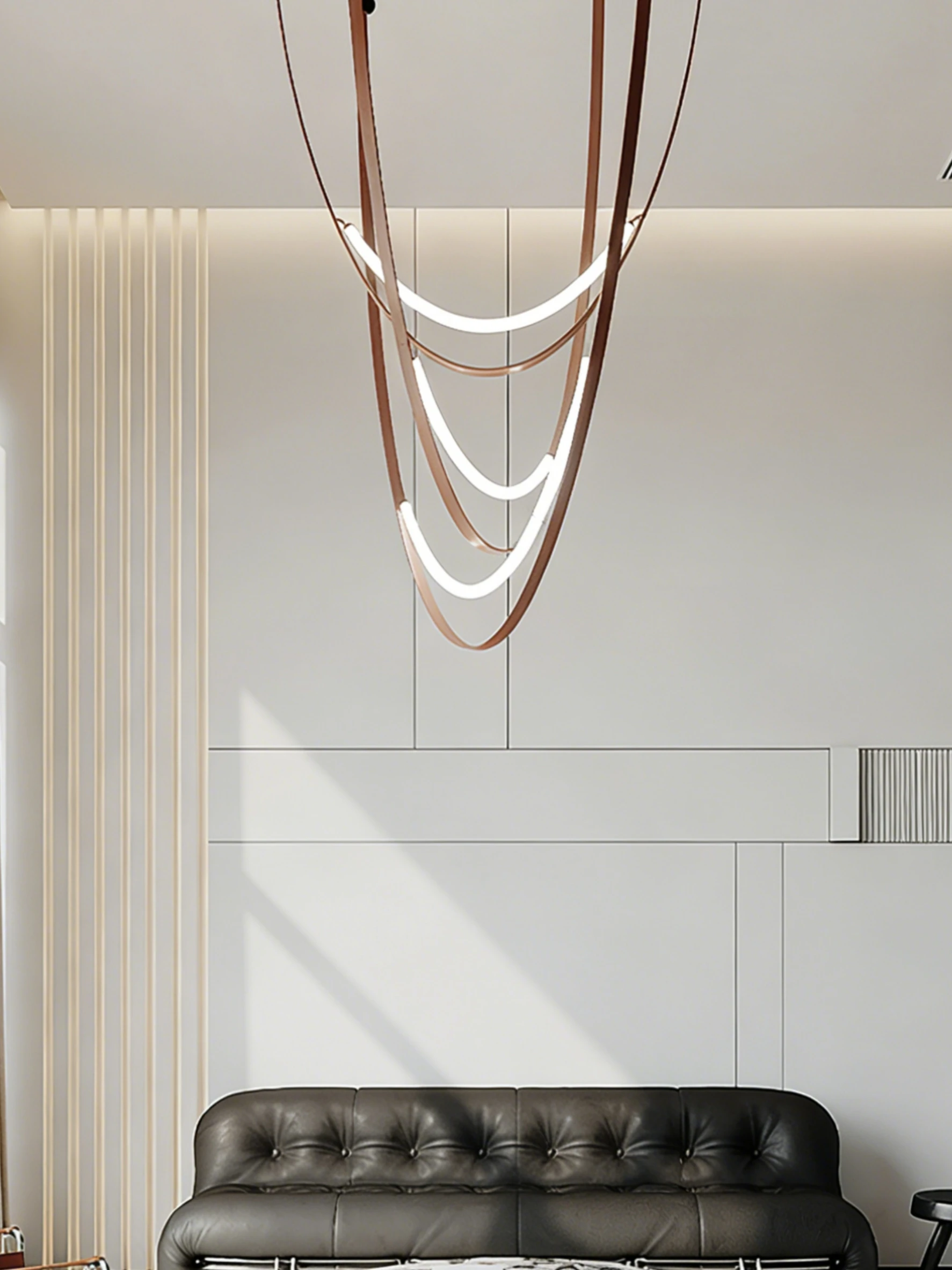DIY Flexible Leather Belt LED Chandelier Lamp Suspension Chandeliers Luminaire Living Room Kitchen Loft Hanging Light Fixture