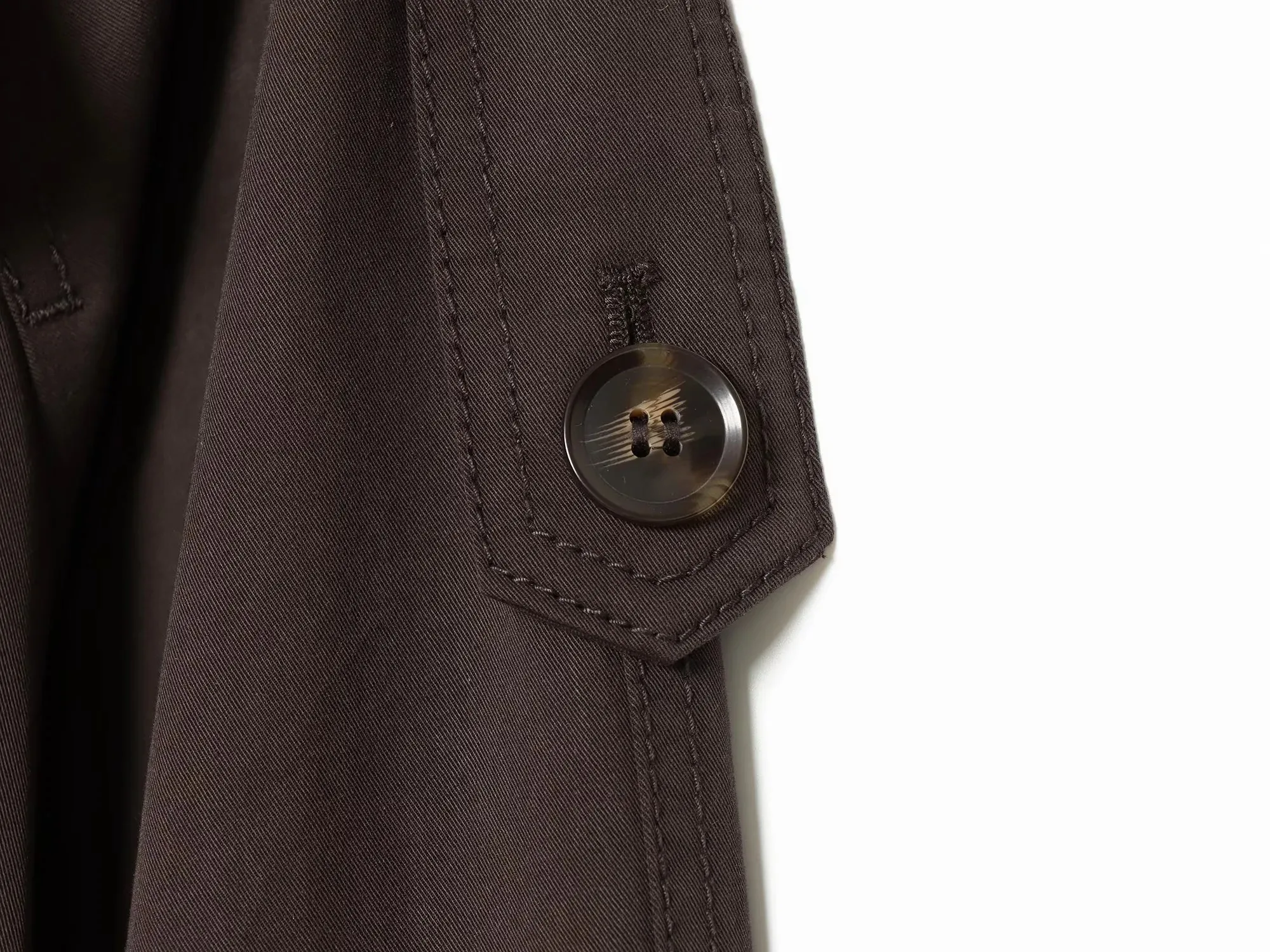 Damen-Trenchcoat mit Schnürung, einfarbig, Stehkragen, einreihig, modisch, Frühling/Herbst 2026, elegant, lässig, Damenjacke – Detail 4