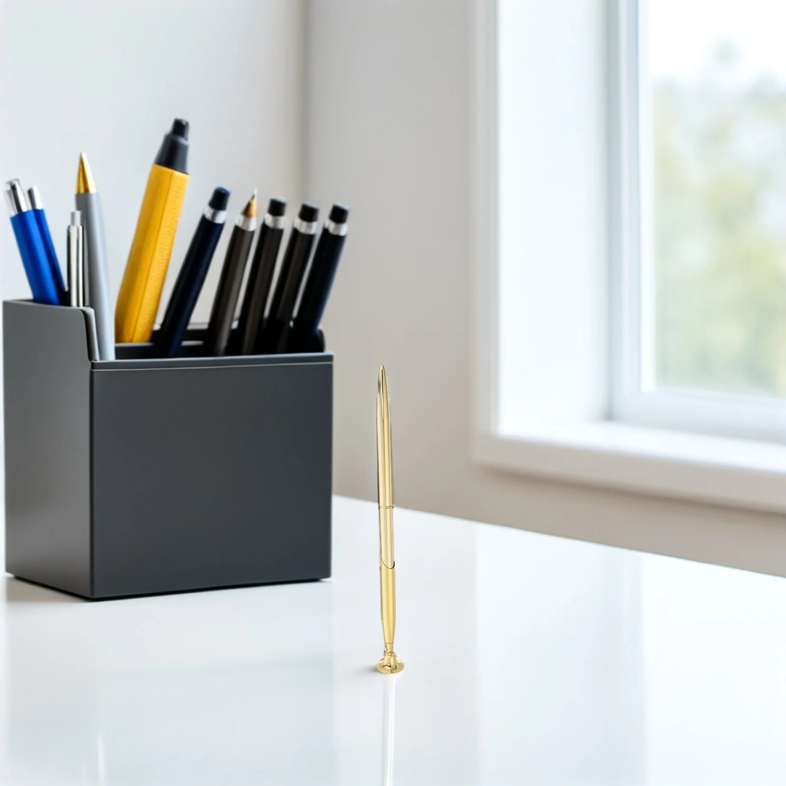 

2Sets 0.5mm Gold Metal Pen Set Reception Desk Guest Sign-in Smooth Writing Experience Stylish Holder Business Wedding Signature