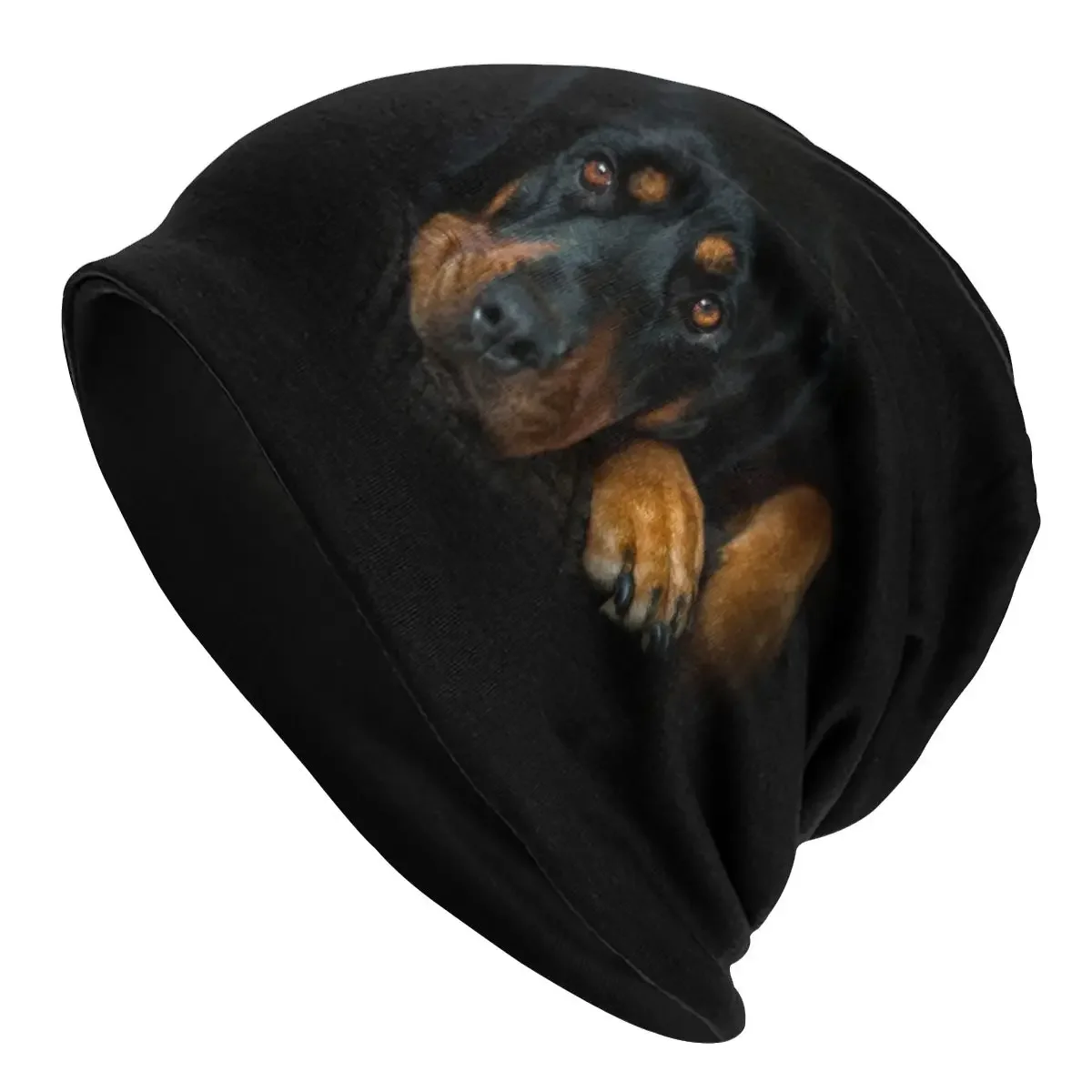 Custom Winter Warm Men Women Knit Hats Unisex Adult Cute Rottweiler Resting Skullies Beanies Caps Rottie Dog Lover Bonnet Hats