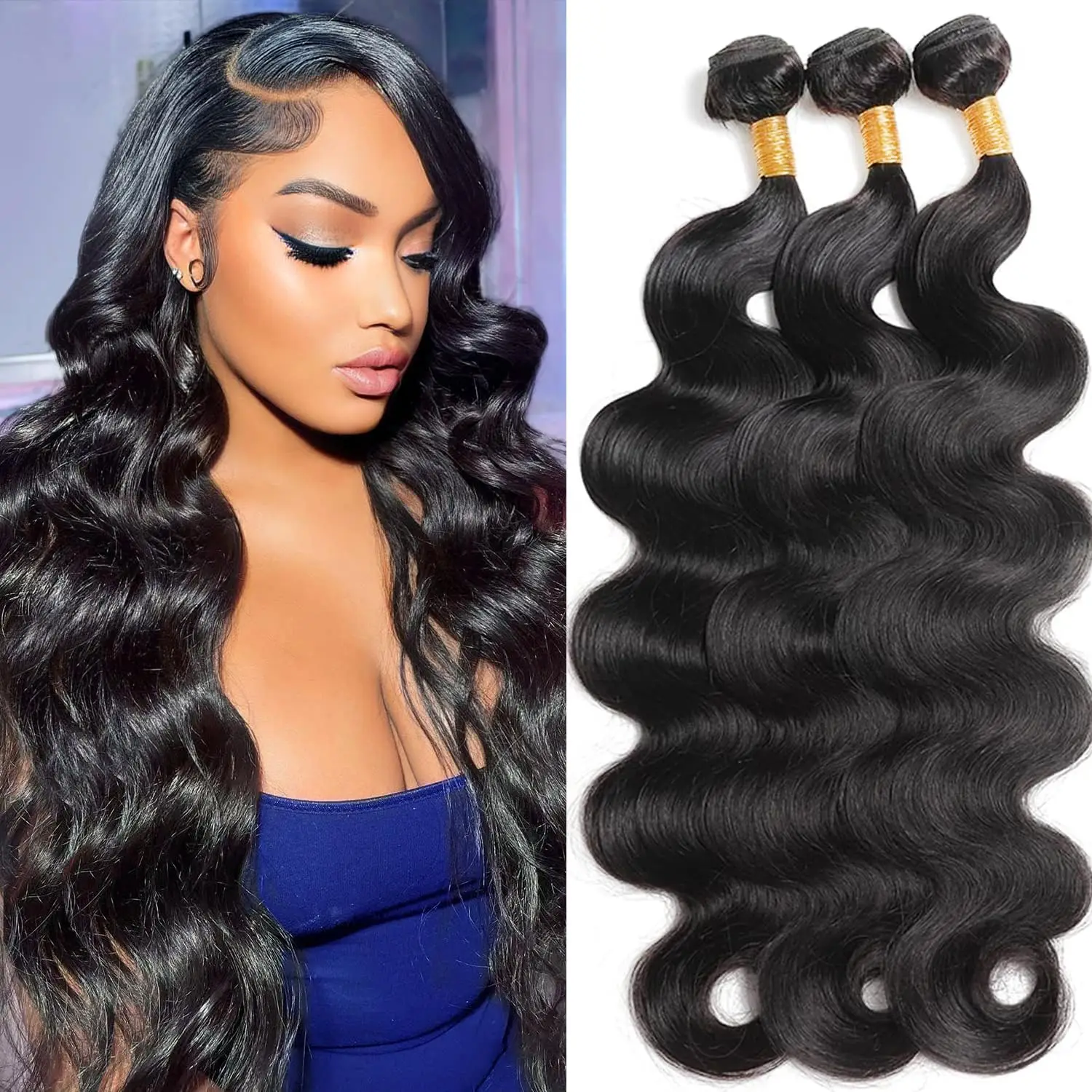 30 32 Inch Body Wave 3 4 Bundles Brazilian Hair 100% Unprocessed Human Hair Bundles Body Wavy Double Drawn Human Hair Extensions