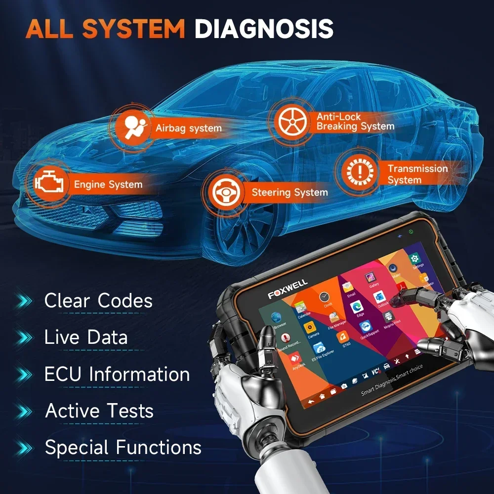 Foxwell GT60 OBD2 herramientas de diagnóstico de coche Bluetooth profesional todo el sistema reinicio de aceite A/F ajustar 24 reinicio OBD 2