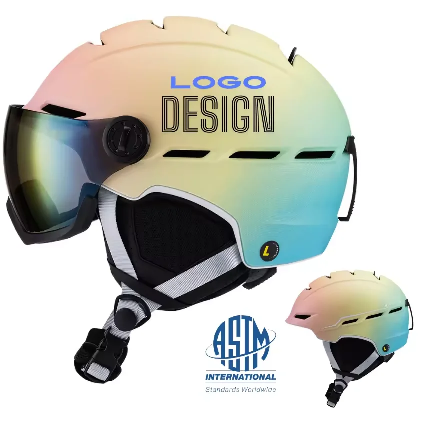 Helm Ski kualitas tinggi warna pudar baru dengan kacamata helm Ski salju dengan kacamata pelindung UV helm Snowboard Terbaik